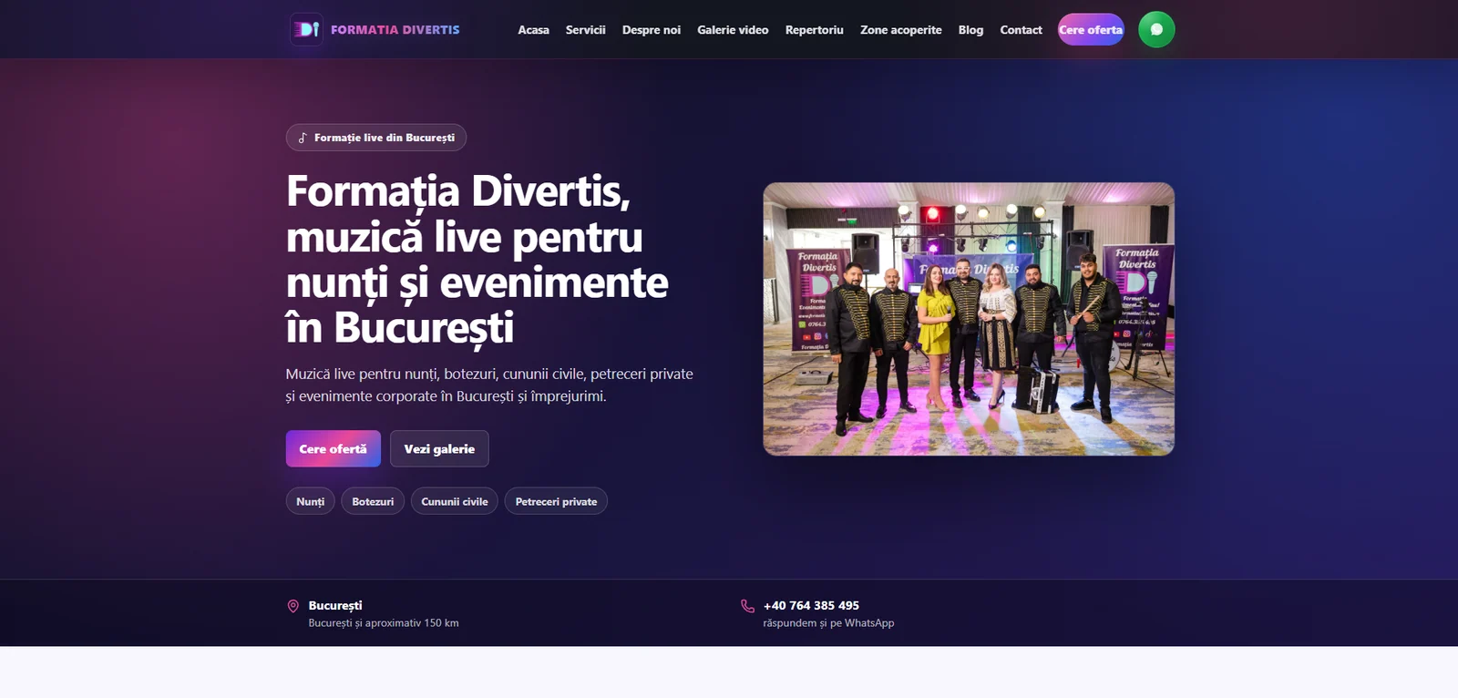 Formația Divertis — pagina principală pentru muzică live și evenimente