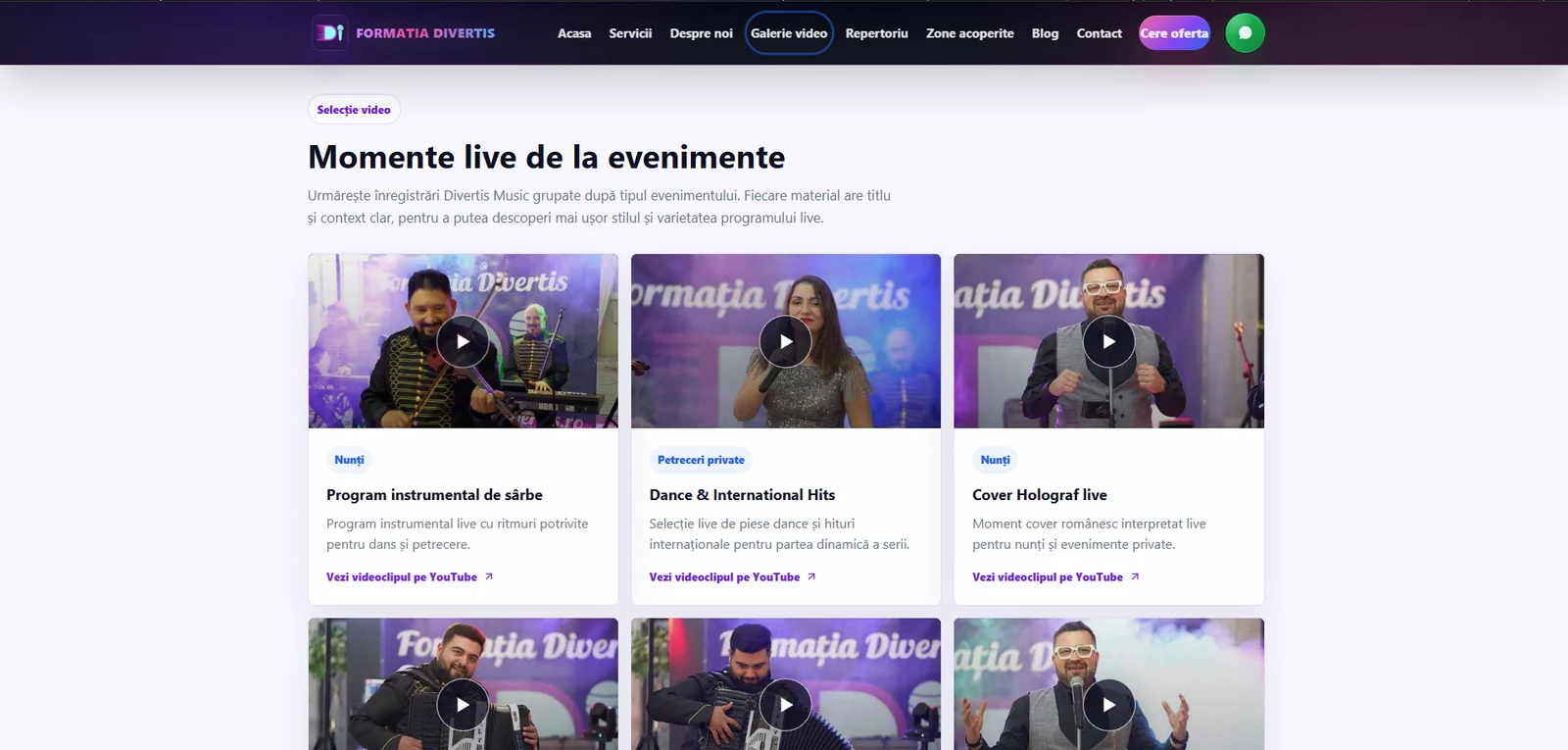 Formația Divertis — detalii și imagini din website