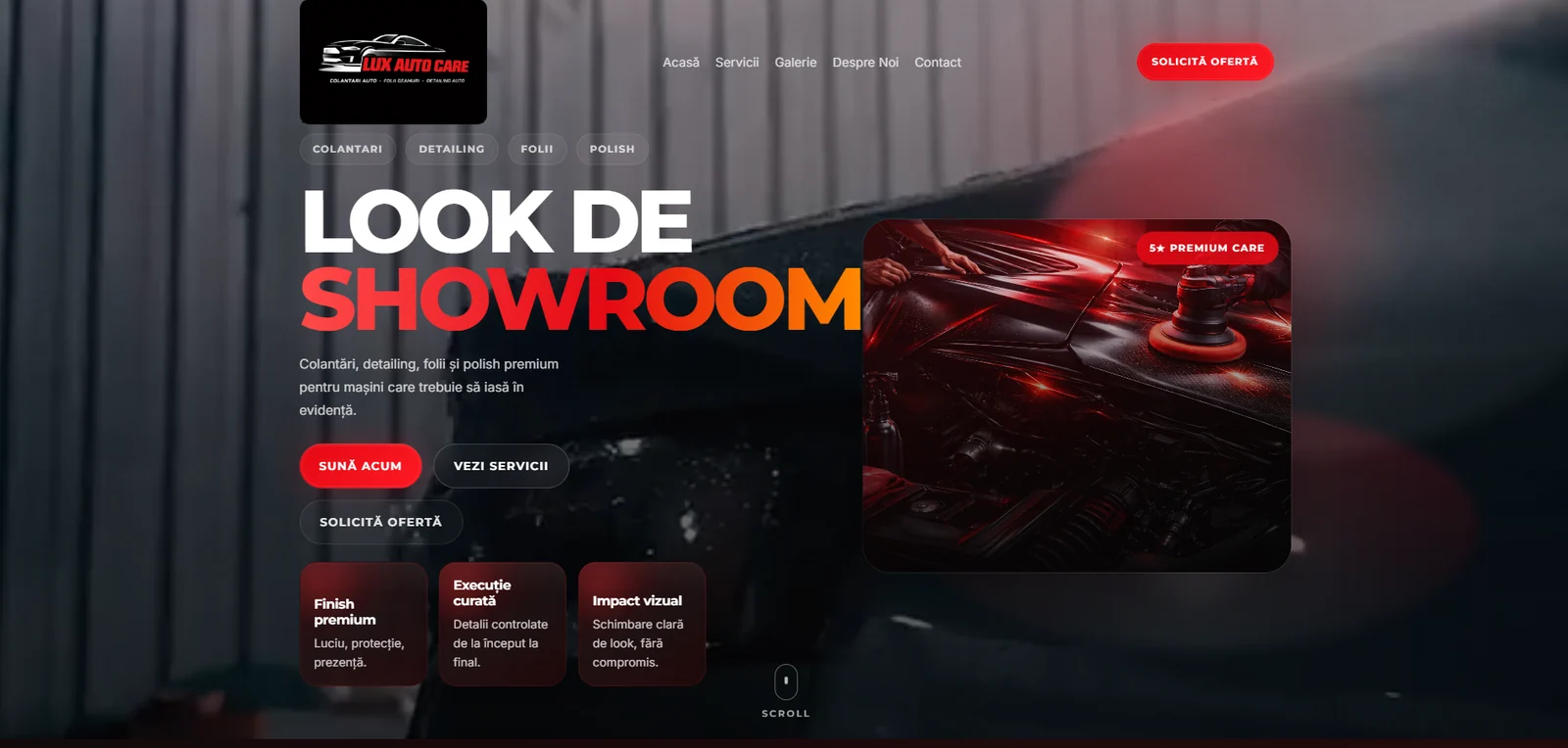 Lux Auto Care — pagina principală pentru detailing auto