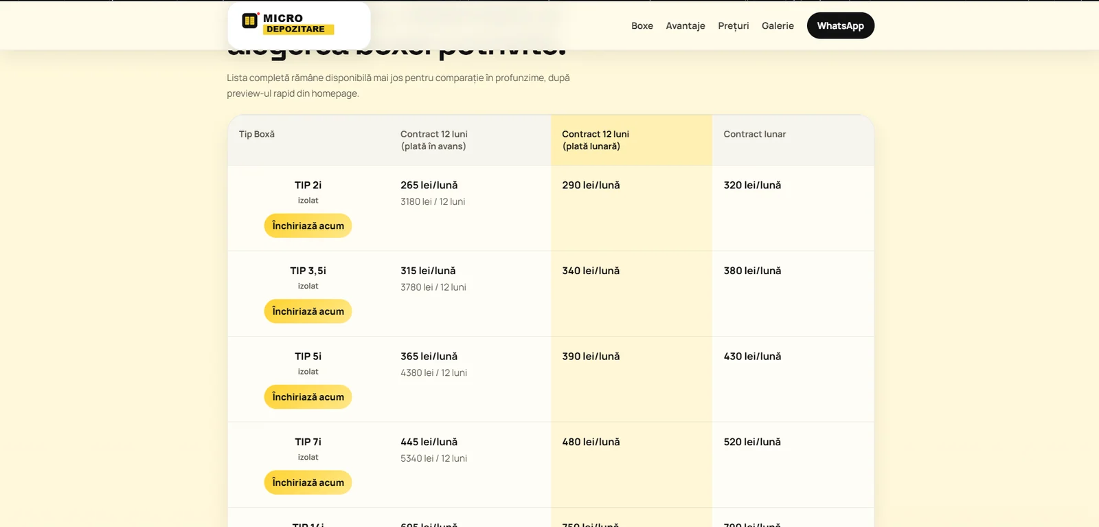 MicroDepozitare — o altă secțiune a website-ului