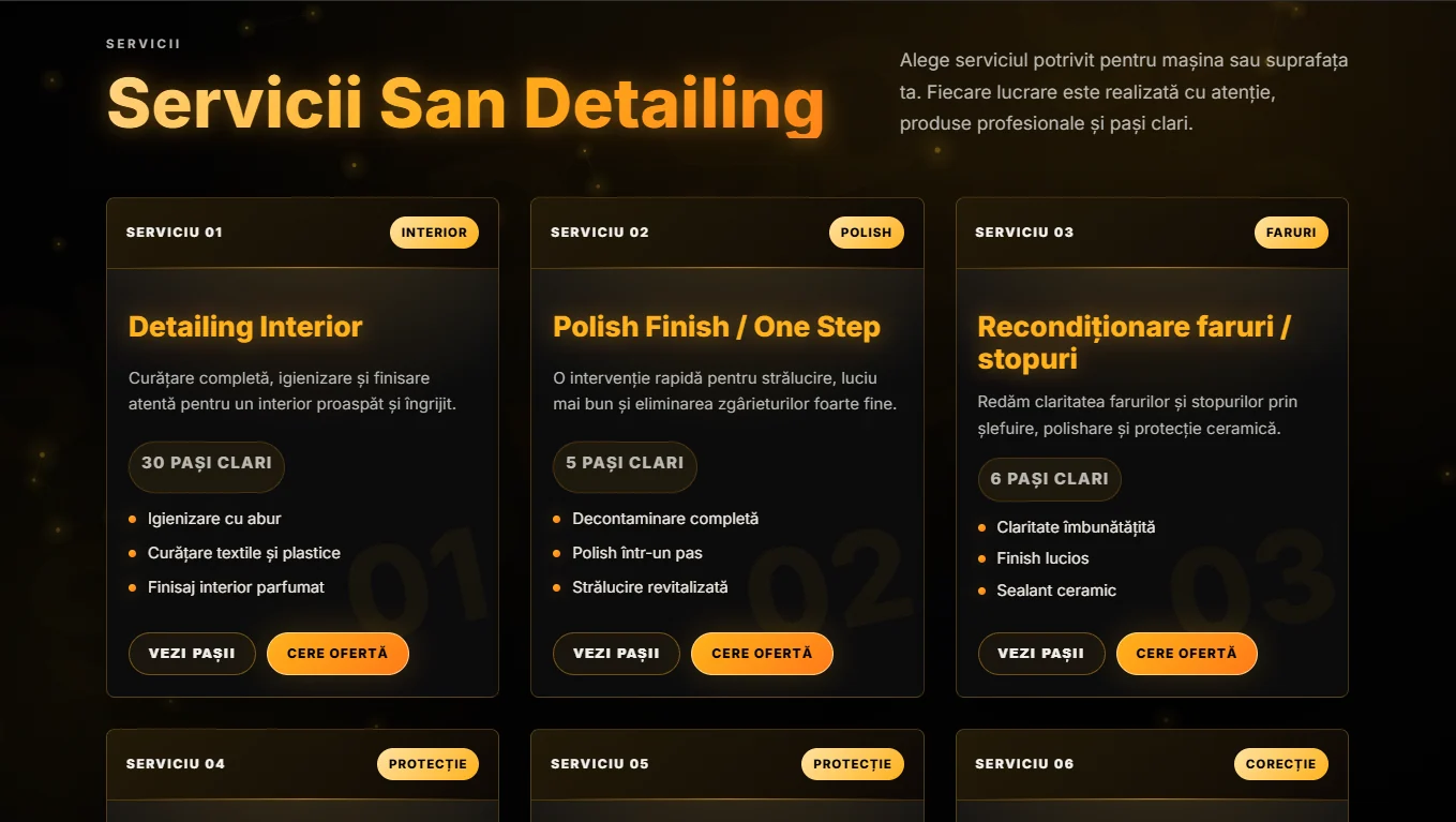 SAN Detailing — prezentarea serviciilor auto